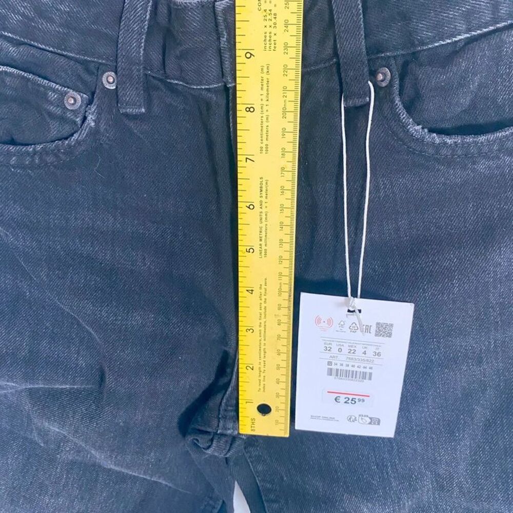 NWT black Pull & Bear Mid Waist Straight Leg Jeans Size 0 - Picture 11 of 12